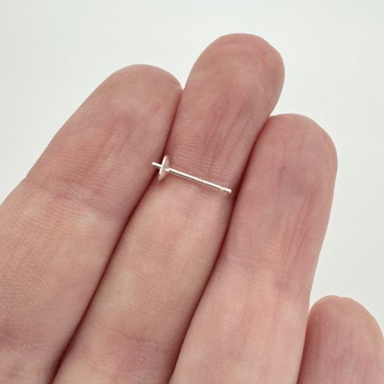 Wholesale Sterling Silver Simple Studs with Post for Half Drilled Stone, Jewelry Making, Wholesale Earwire and Findings