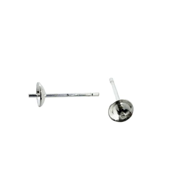 Wholesale Sterling Silver Simple Studs with Post for Half Drilled Stone, Jewelry Making, Wholesale Earwire and Findings