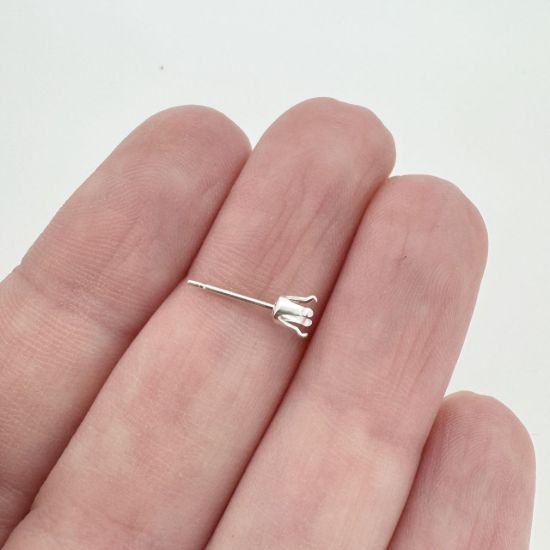 Wholesale Sterling Silver Faceted Stone Setting Post for Jewelry Making, Wholesale Earwire and Findings