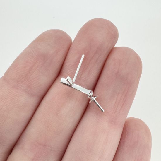 Wholesale Sterling Silver Fancy Dangley Earwire with Threaded Post for Jewelry Making, Wholesale Earwire and Findings