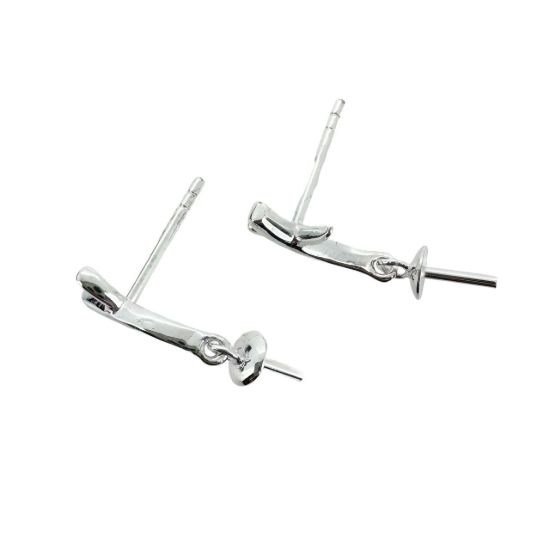 Wholesale Sterling Silver Fancy Dangley Earwire with Threaded Post for Jewelry Making, Wholesale Earwire and Findings