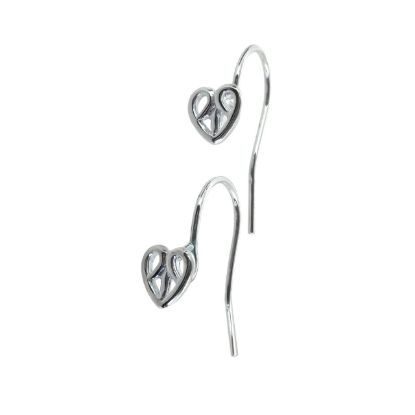 Wholesale Sterling Silver Fancy Heart Earwires for Jewelry Making, Wholesale Earwire and Findings