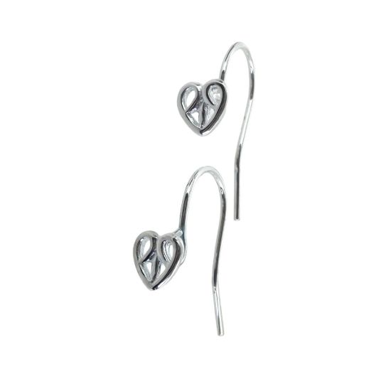 Wholesale Sterling Silver Fancy Heart Earwires for Jewelry Making, Wholesale Earwire and Findings