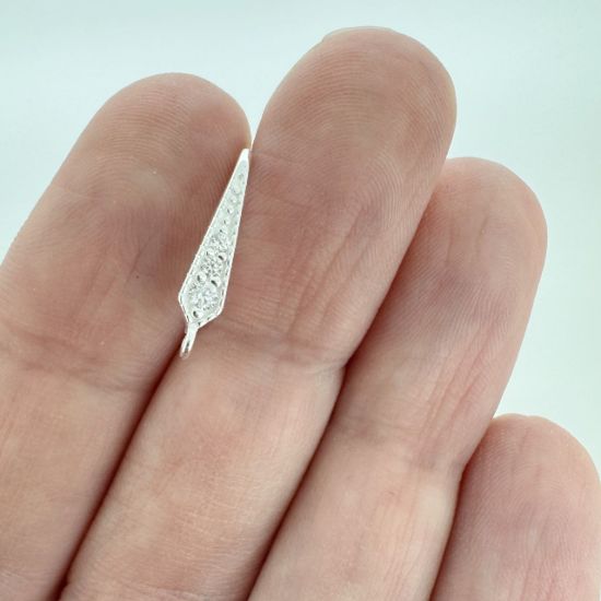 Wholesale Sterling Silver CZ Cubic Zirconia Elongated Earwire for Jewelry Making, Wholesale Earwire and Findings