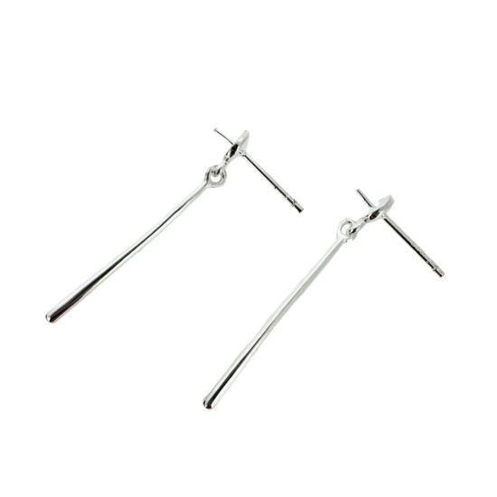 Wholesale Sterling Silver Long Bar Earwire with Post for Drilled Beads for Jewelry Making, Wholesale Earwire and Findings