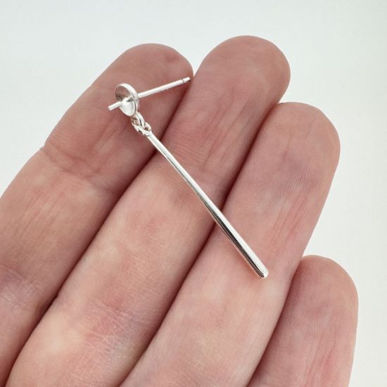 Wholesale Sterling Silver Long Bar Earwire with Post for Drilled Beads for Jewelry Making, Wholesale Earwire and Findings