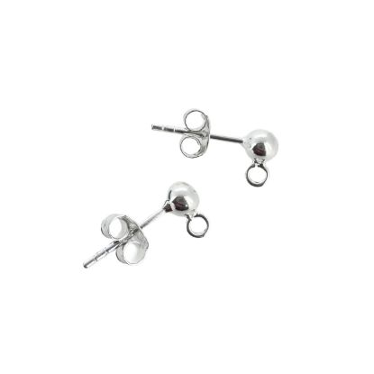 Wholesale Sterling Silver Simple Earring Studs with Ring (1 pair)
