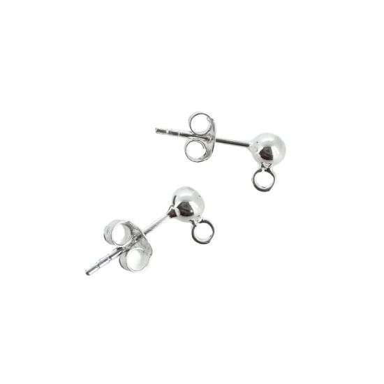 Wholesale Sterling Silver Simple Earring Studs with Ring (1 pair)