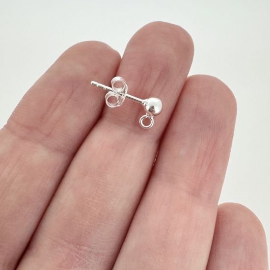 Wholesale Sterling Silver Simple Earring Studs with Ring (1 pair)