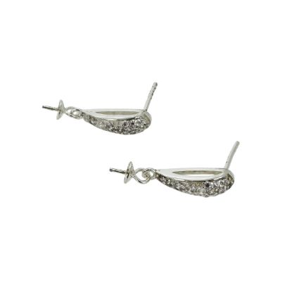 Wholesale Sterling Silver Fancy CZ Stone Drop Bridal Earrings - 16mm (Sold per pair)