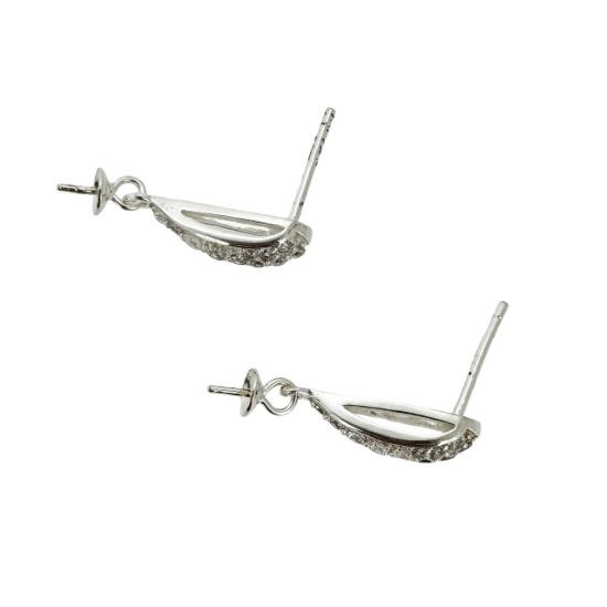 Wholesale Sterling Silver Fancy CZ Stone Drop Bridal Earrings - 16mm (Sold per pair)