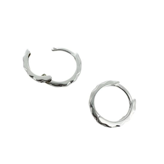Sterling Silver Textured Spiky Huggies Hoop Earrings -13mm (Sold Per Pair), wholesale earring findings hoop earrings