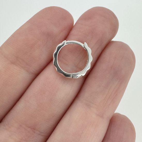 Sterling Silver Textured Spiky Huggies Hoop Earrings -13mm (Sold Per Pair), wholesale earring findings hoop earrings