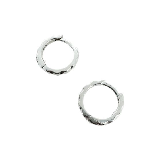 Sterling Silver Textured Spiky Huggies Hoop Earrings -13mm (Sold Per Pair), wholesale earring findings hoop earrings