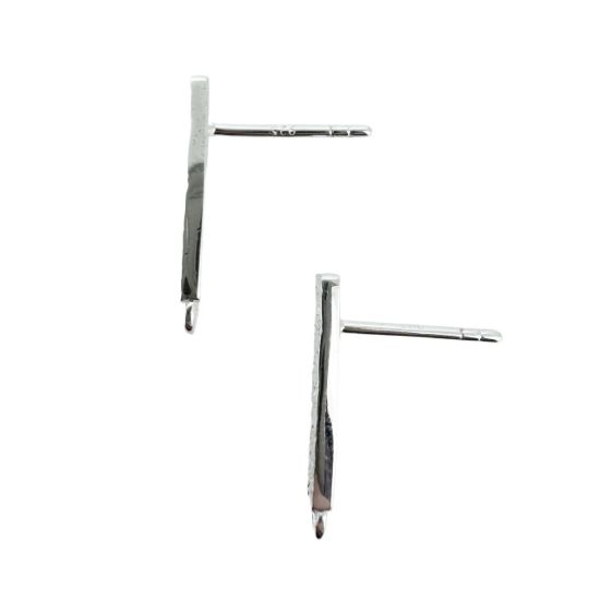 wholesale 925 Sterling Silver Textured Fancy Bar Earring Posts - 17mm