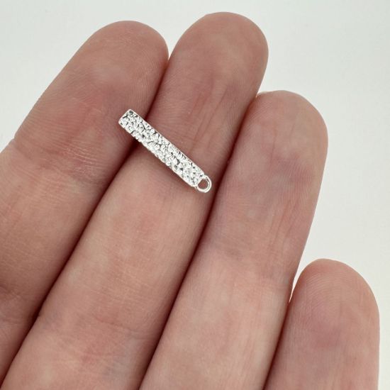 wholesale 925 Sterling Silver Textured Fancy Bar Earring Posts - 17mm