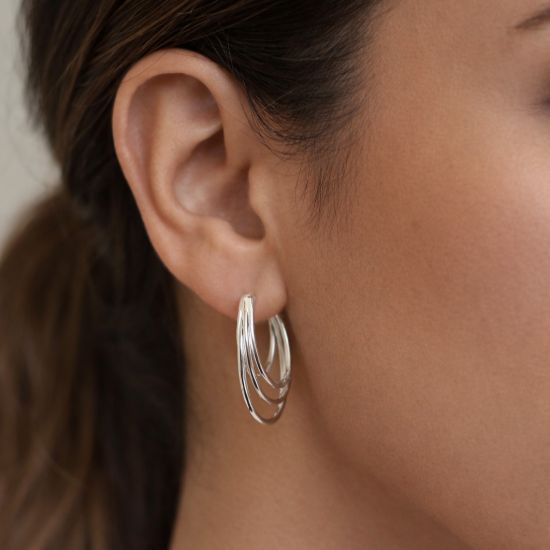 wholesale 925 Sterling Silver Fancy Layered Hoops Earrings