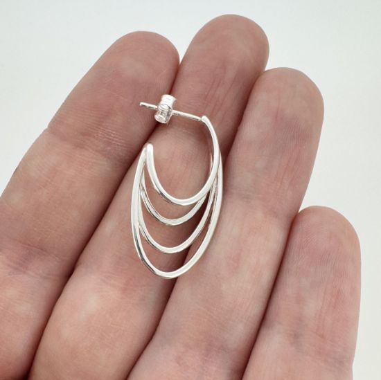 wholesale 925 Sterling Silver Fancy Layered Hoops Earrings