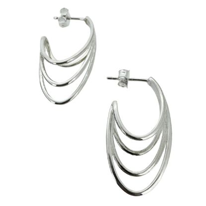 wholesale 925 Sterling Silver Fancy Layered Hoops Earrings