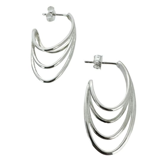 wholesale 925 Sterling Silver Fancy Layered Hoops Earrings