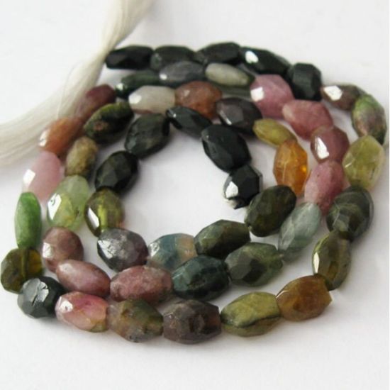 Wholesale Gemstone Beads-Tourmaline -Semi Precious Stone Beads, Faceted Oval Beads -Jewelry Making Supplies( 7-8mm)
