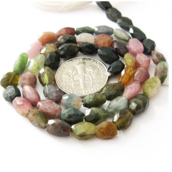 Wholesale Gemstone Beads-Tourmaline -Semi Precious Stone Beads, Faceted Oval Beads -Jewelry Making Supplies( 7-8mm)