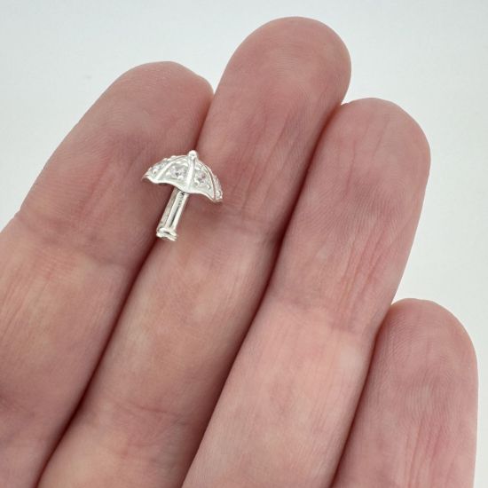 Wholesale Sterling Silver Umbrella Pinch Bail Connector with CZ Cubic Zirconia Stone, Wholesale Findings