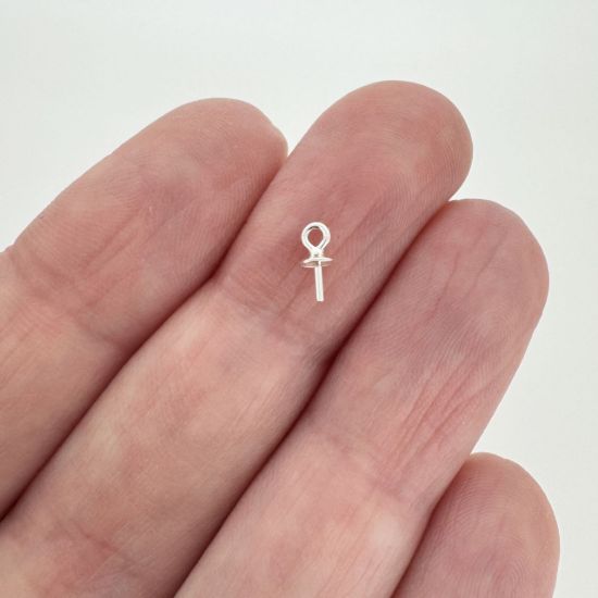 Wholesale Sterling Silver Peg Bail Cap for Half Drilled Beads and Pearls, Wholesale Findings