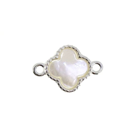 Wholesale 925 Sterling Silver Clover Shaped Mother of Pearl Connector - 7.5mm (sold per piece)
