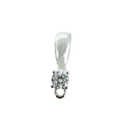 Wholesale Sterling Silver Teardrop Bail Connector with CZ Cubic Zirconia Stone, Wholesale Findings