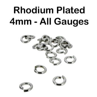 Wholesale Rhodium Sterling Silver 21 Gauge 20 Gauge 4mm Open Jumprings for Jewelry Making, Wholesale Findings