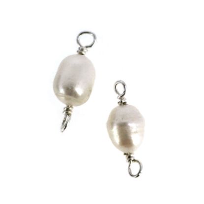 Wholesale Sterling Silver Fresh Water Rice Shape Pearl Connectors-5mm (sold per piece)