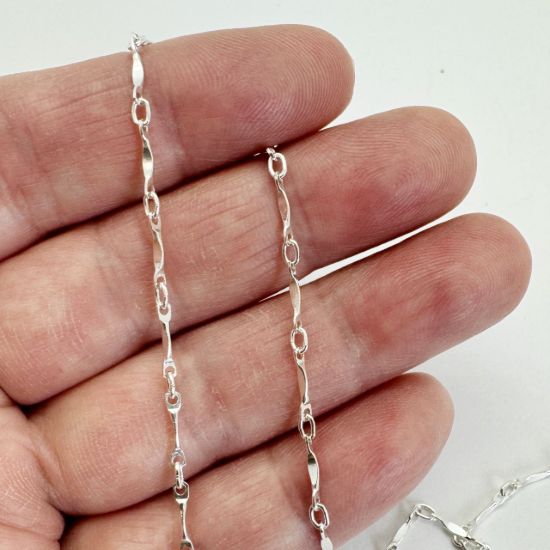 Wholesale Sterling Silver Bulk Chain - 1.3mm Dapped Bar Chain(Sold per foot)