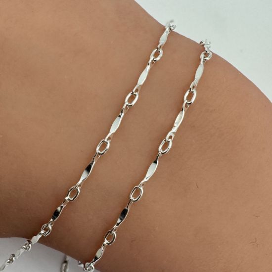 Wholesale Sterling Silver Bulk Chain - 1.3mm Dapped Bar Chain(Sold per foot)