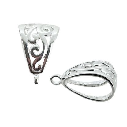 Wholesale Sterling Silver Fancy Pendant Bail Connector - 18mm (1 pc)
