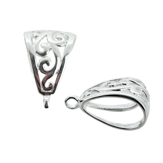 Wholesale Sterling Silver Fancy Pendant Bail Connector - 18mm (1 pc)