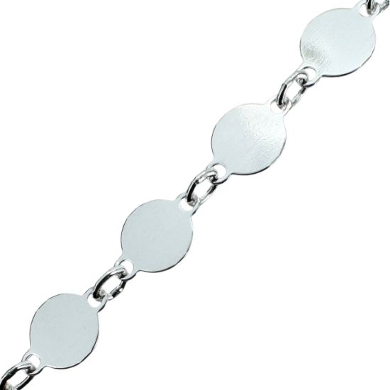 Wholesale 925 Sterling Silver Bulk Chain - 4mm High Polish Round Sequin Disc Chain by the foot