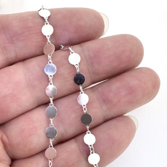 Wholesale 925 Sterling Silver Bulk Chain - 4mm High Polish Round Sequin Disc Chain by the foot