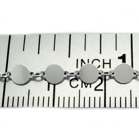Wholesale 925 Sterling Silver Bulk Chain - 4mm High Polish Round Sequin Disc Chain by the foot