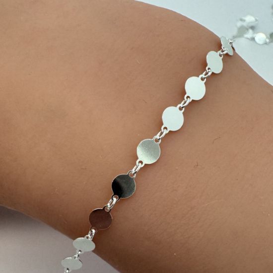 Wholesale 925 Sterling Silver Bulk Chain - 4mm High Polish Round Sequin Disc Chain by the foot