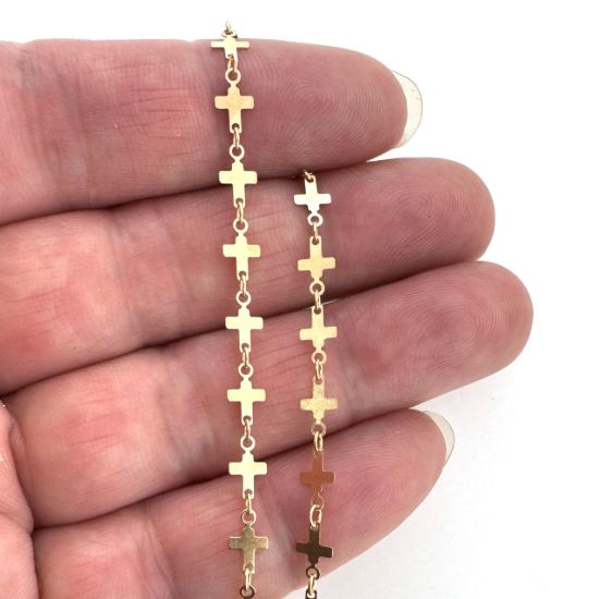 Wholesale 1/20 14K Gold Filled Bulk Chain - High Polish Cross Sequin Chain by the foot