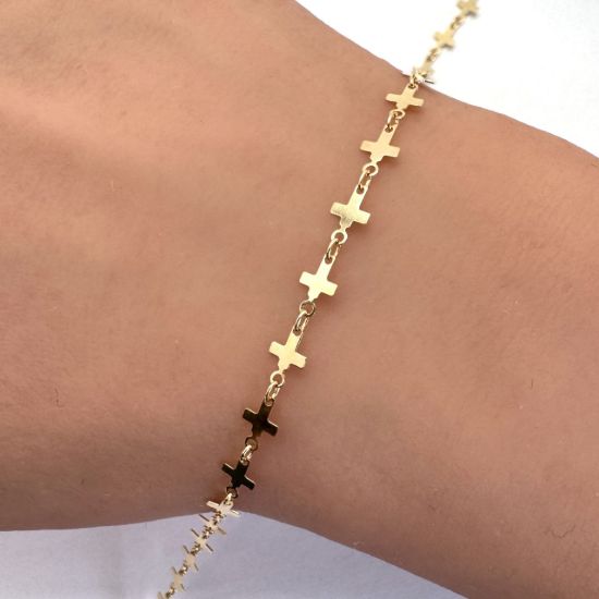 Wholesale 1/20 14K Gold Filled Bulk Chain - High Polish Cross Sequin Chain by the foot