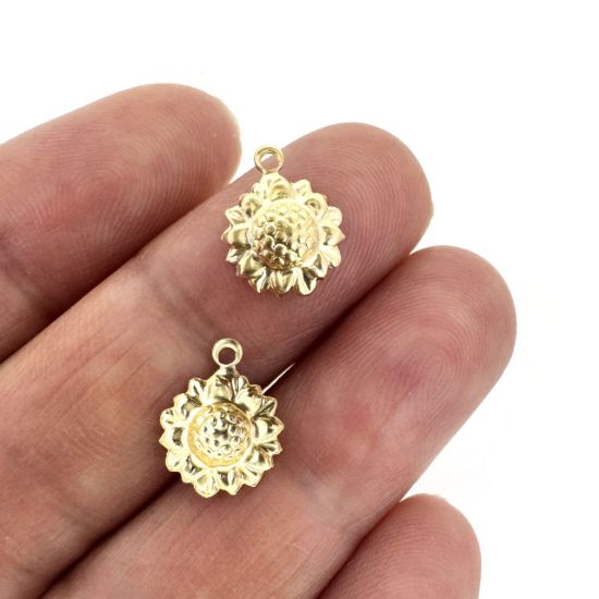 Wholesale 1/20 14K Gold Filled Sunflower Charm - 9mm (sold per piece)