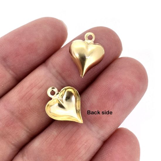 Wholesale 1/20 14K Gold Filled Puffy Heart Charm - 10mm (sold per piece)