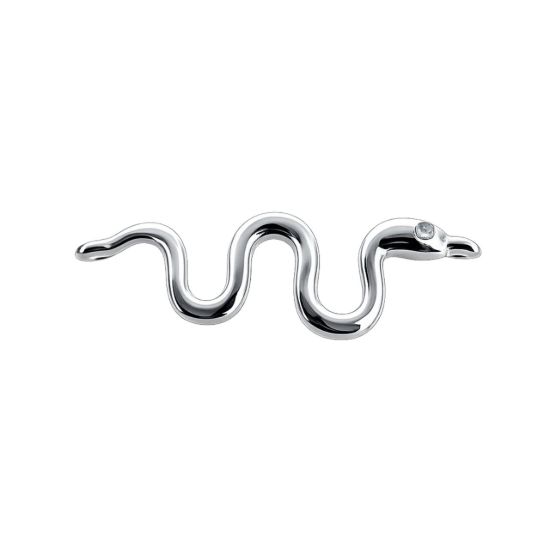 Wholesale 925 Sterling Silver Snake with CZ Stone Eye Charm Connector - 16mm (sold per piece)