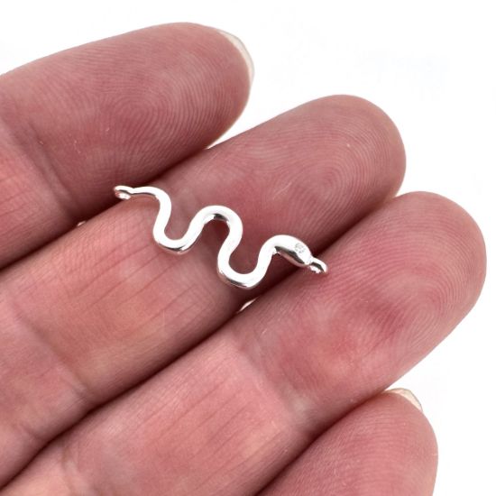 Wholesale 925 Sterling Silver Snake with CZ Stone Eye Charm Connector - 16mm (sold per piece)