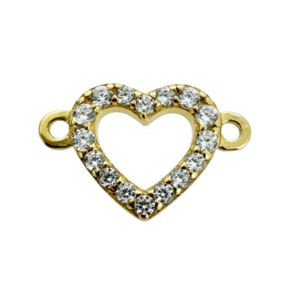 Gold Over Sterling Silver Heart Charm with CZ stones 8*7mm