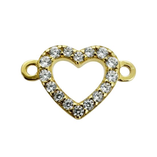 Gold Over Sterling Silver Heart Charm with CZ stones 8*7mm