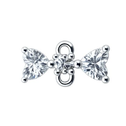 Wholesale 925 Sterling Silver CZ Stone Bow Charm Connector- 9mm (sold per piece)