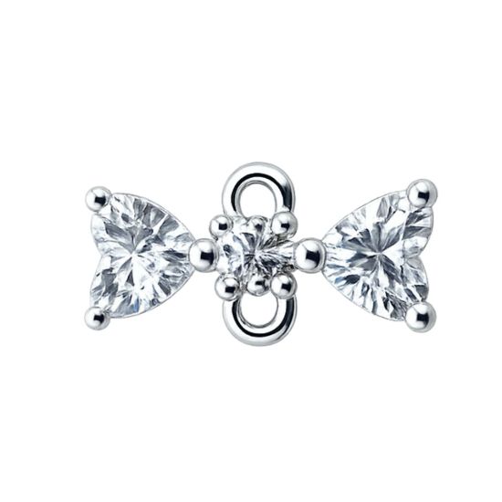 Wholesale 925 Sterling Silver CZ Stone Bow Charm Connector- 9mm (sold per piece)
